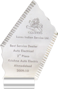 2nd Place Lucas Indian Service Ltd. Best Service Dealer Auto Electrical ishna Auto Electric Ahmedabad 2009-10 